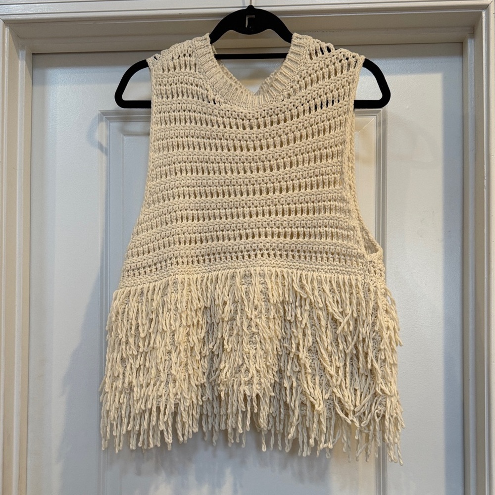 Zara Crochet Fringe Top